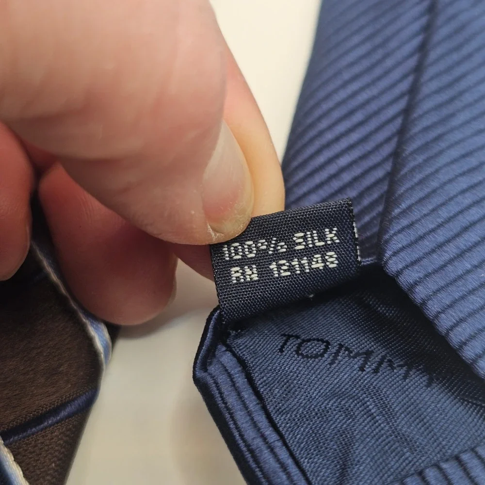 Tommy‎ Hilfiger Silk Tie Brown Blue Grid Classic Business Office Preppy Academia